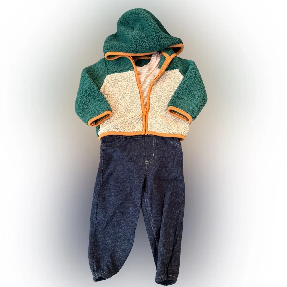 Carter's Green‎ and Cream Kids 3 Piece Matching Set Size 18 Months